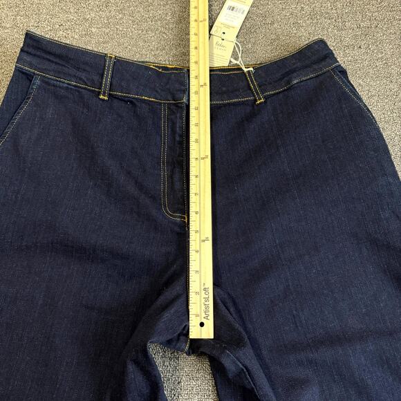 Boden Cropped Jeans Women 16 Blue Denim Pockets High Rise Wide Leg Dark Wash NWT - Picture 10 of 11